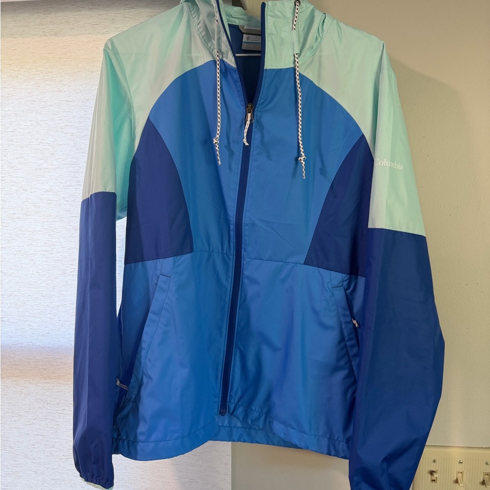 Columbia Mint and Blue Hooded Jacket